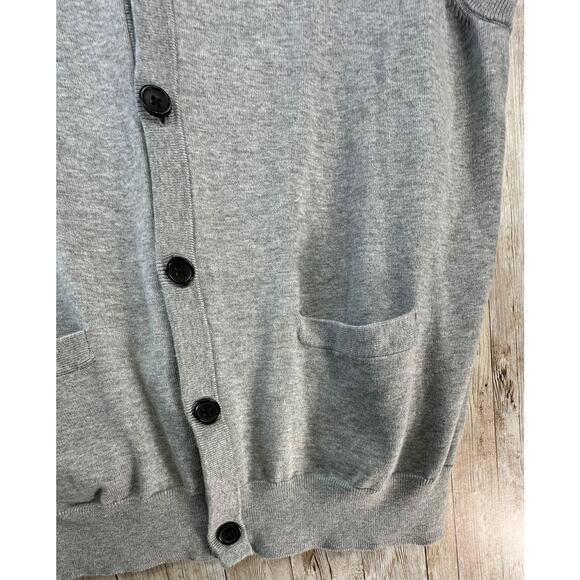 Brooks Brothers Sweater Vest L Gray V Neck Supima Cotton Knit Button Up Rib Trim - Picture 5 of 8